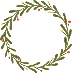 Bright Handdrawn Christmas Wreath Frame